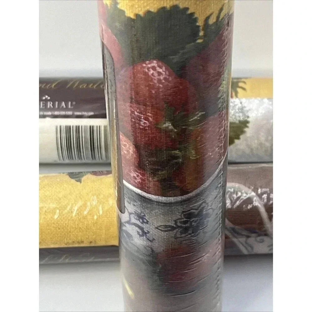 Prepasted wallpaper BORDER/Strawberries/Raymond Waites Kitchen/51492320/Yellow/5